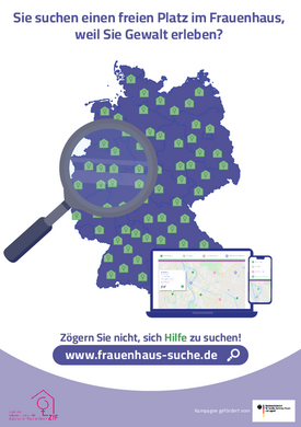 ZIF Frauenhaus-Suche Plakat A4 DE Hell