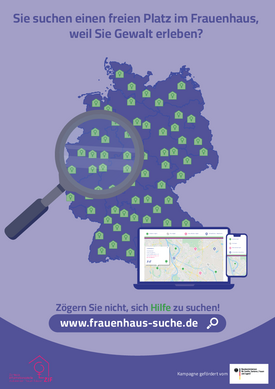 ZIF Frauenhaus-Suche Plakat A3 DE Dunkel